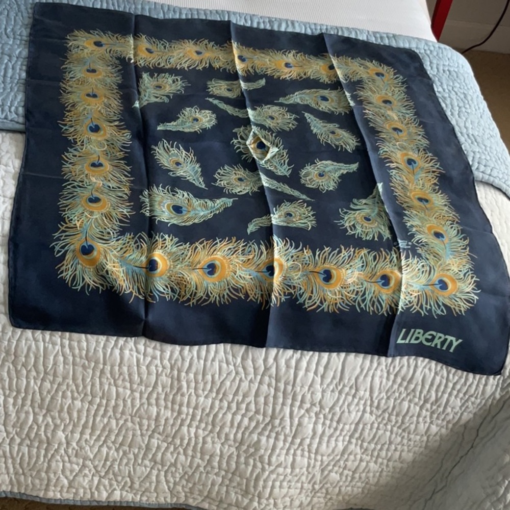 Liberty London Peacock Silk Square - Picture 3 of 4
